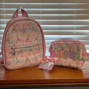 OMG Kids Mini Backpack and Pouch Set with Paris Design